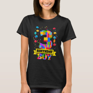 3rd Birthday 3 Years Old Block Building Boys Kids T-Shirt