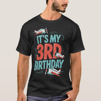 3Rd Birthday Airplane Plane Pilot Toddler Boys 3 T-Shirt