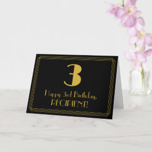 3rd Birthday: Art Deco Inspired Look "3" + Name Card