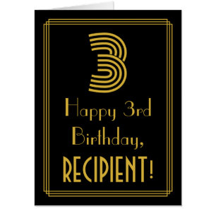 3rd Birthday: Art Deco Inspired Look “3” + Name Card