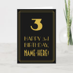 [ Thumbnail: 3rd Birthday – Art Deco Inspired Look "3" & Name Card ]