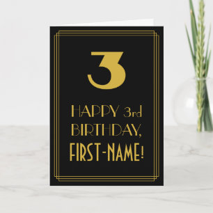 3rd Birthday ~ Art Deco Inspired Look "3" & Name Card