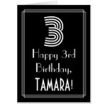 [ Thumbnail: 3rd Birthday — Art Deco Inspired Look “3” + Name Card ]