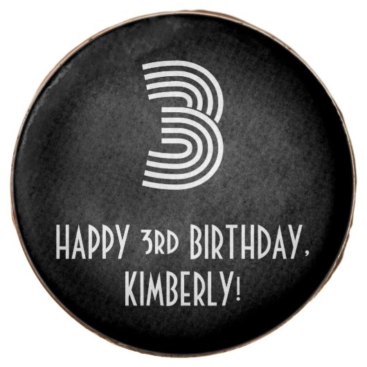 3rd Birthday - Art Deco Inspired Look "3", Name Chocolate Covered Oreo (Front)