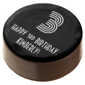3rd Birthday - Art Deco Inspired Look "3", Name Chocolate Covered Oreo (Angled)