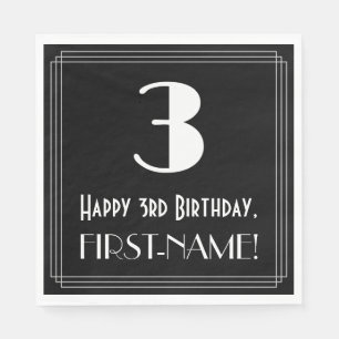 3rd Birthday ~ Art Deco Inspired Look "3", Name Napkins