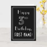 [ Thumbnail: 3rd Birthday: Art Deco Style # 3 & Custom Name Card ]
