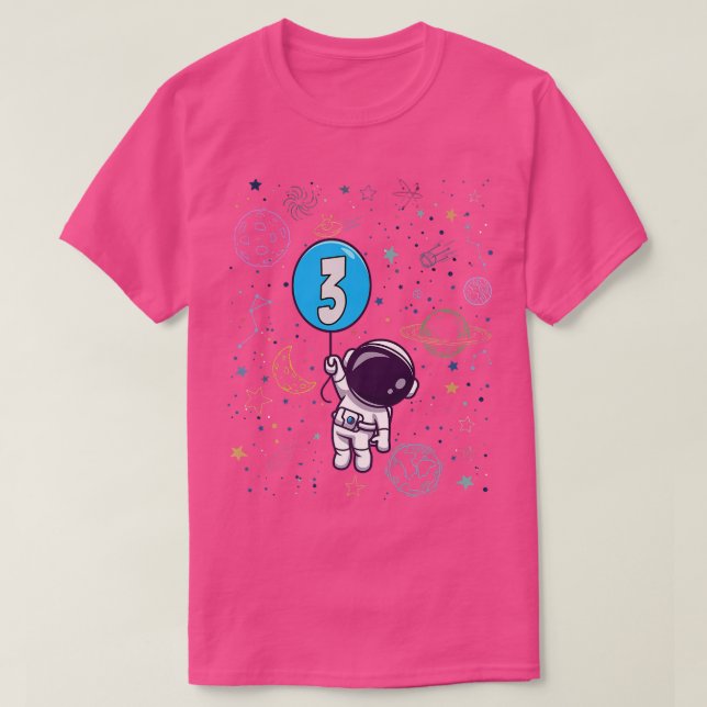 3rd Birthday  Astronaut 3 Years Old Birthday Boy  T-Shirt (Design Front)
