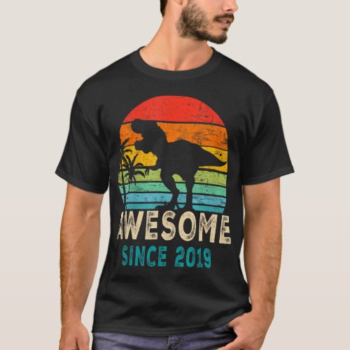 3rd Birthday Awesome 2019 Dinosaur 3 Years Old Boy T_Shirt