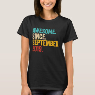 3rd Birthday Awesome Since September 2019 3 Years T-Shirt