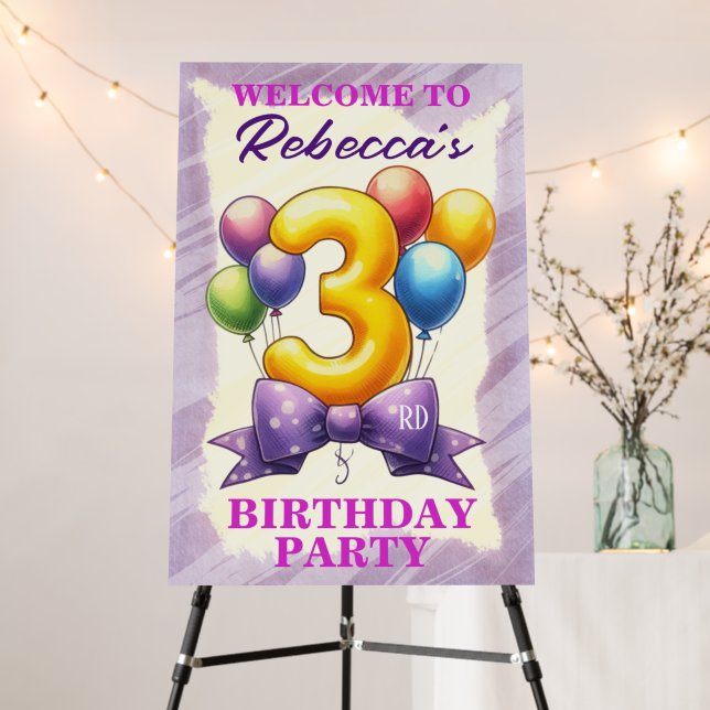 3rd Birthday Balloon Theme Foam Board (In Situ (Stand))