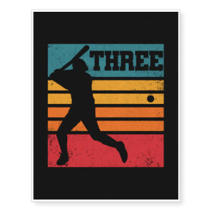 3rd Birthday Baseball Batter Temporary Tattoos