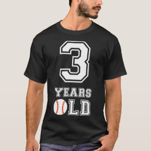 3rd Birthday Baseball Big Number Three 3 Year Old T-Shirt