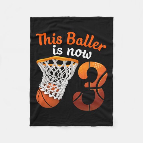 3rd Birthday Basketball Tee Funny 3 Years Old Kids Fleece Blanket