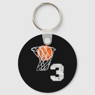3rd Birthday Basketball Three 3 Years Old Boys Kid Keychain