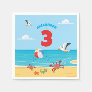 3rd Birthday Beach Party Napkins
