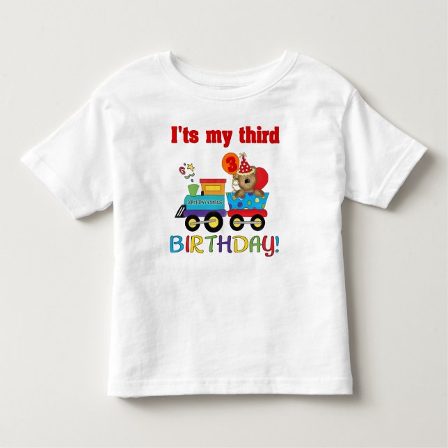 3rd birthday bear train toddler t-shirt (Front)
