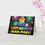 [ Thumbnail: 3rd Birthday: Bold, Fun, Fireworks, Rainbow 3 Card ]