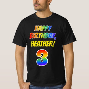 3rd Birthday — Bold, Fun, Rainbow 3, Custom Name T-Shirt