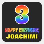 [ Thumbnail: 3rd Birthday: Bold, Fun, Simple, Rainbow 3 Sticker ]
