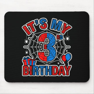 3rd Birthday Boy 3 Year Old Spider Web Birthday Mouse Pad