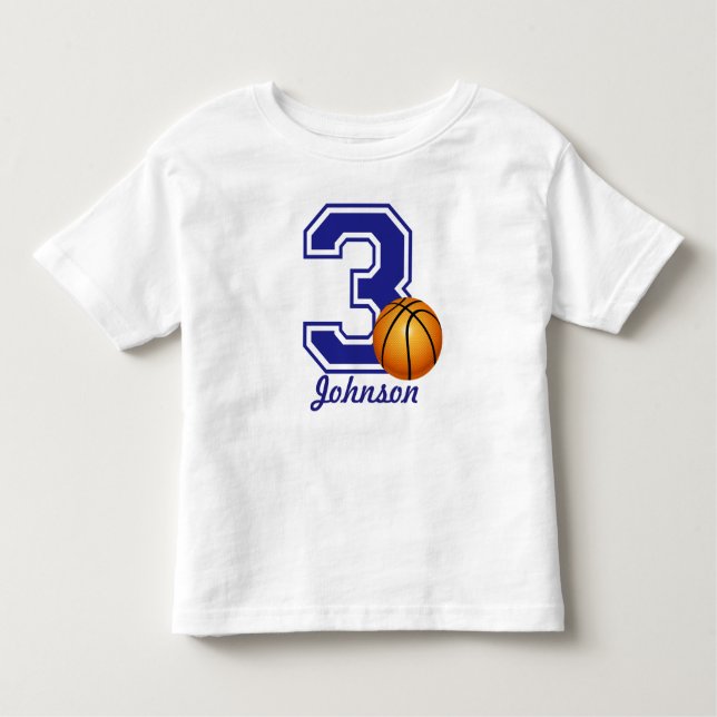 3rd Birthday boy basketball personalized Toddler T-shirt (Front)