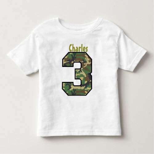 3rd Birthday Boy Camo Three Year Custom Name V007C Toddler T_shirt
