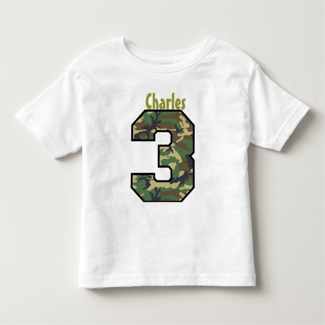 3rd Birthday Boy Camo Three Year Custom Name V007C Toddler T-shirt (Front)