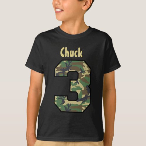 3rd Birthday Boy Camo Three Year Custom Name V07C1 T_Shirt