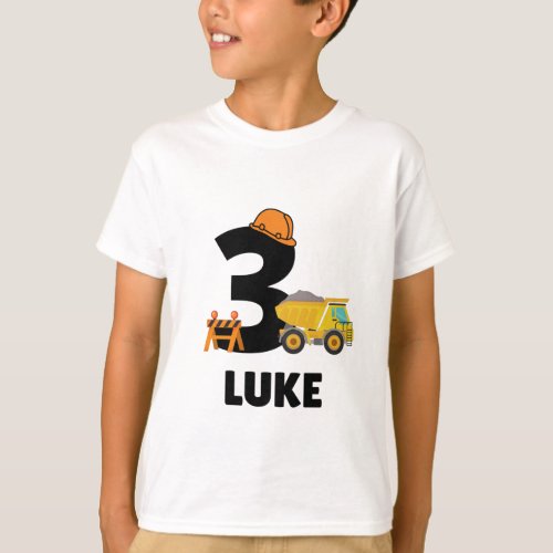 3rd Birthday Boy Construction Shirt