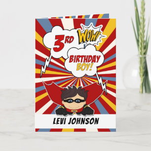 3rd Birthday Boy Superhero Comic Theme Card