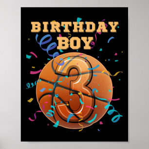 3rd Birthday Boy Three 3 Years Old Sketll Players  Poster