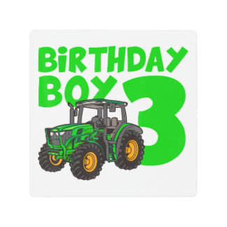 3rd Birthday Boy Tractor Farm 3 Year Old Birthday  Metal Print