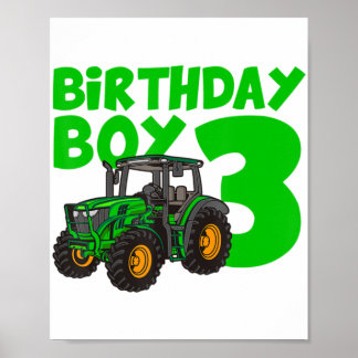 3rd Birthday Boy Tractor Farm 3 Year Old Birthday Poster