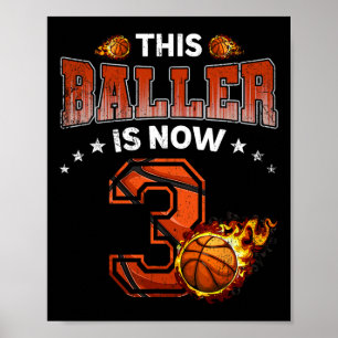 3rd Birthday Boys Sketll Player Gifts 3 Years Old Poster