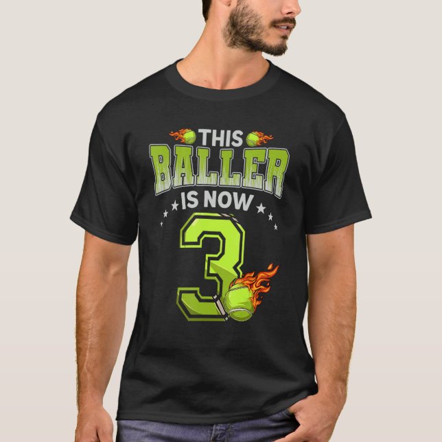 3rd Birthday Boys Tennis Player 3 Years Old Kids B T-Shirt (Front)