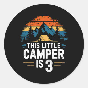 3rd Birthday Camping Shirt For 3 Year Old Kids Cam Classic Round Sticker