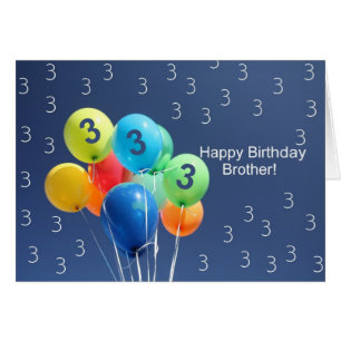 3rd Birthday Card colored balloons Brother