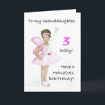 3rd Birthday Card for a Granddaughter<br><div class="desc">A 3rd Birthday Card for a granddaughter,  with a black fairy in a pink dress,  from a watercolour illustration by Judy Adamson. Please feel free to customise the inside message and contact me through my store if you would like changes to the front cover.</div>