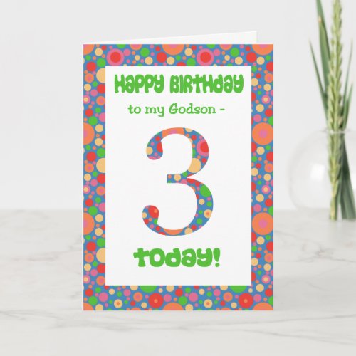 3rd Birthday Card for Godson Bright and Bubbly