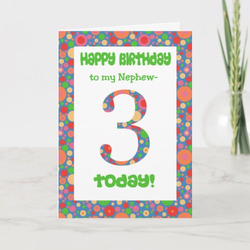 3rd Birthday Card for Nephew Bright and Bubbly