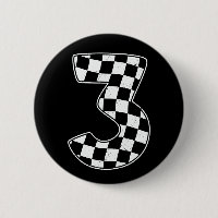 3rd Birthday Checkered Number 3 Car Racing Flag