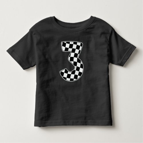 3rd Birthday Checkered Number 3 Car Racing Flag  Toddler T_shirt