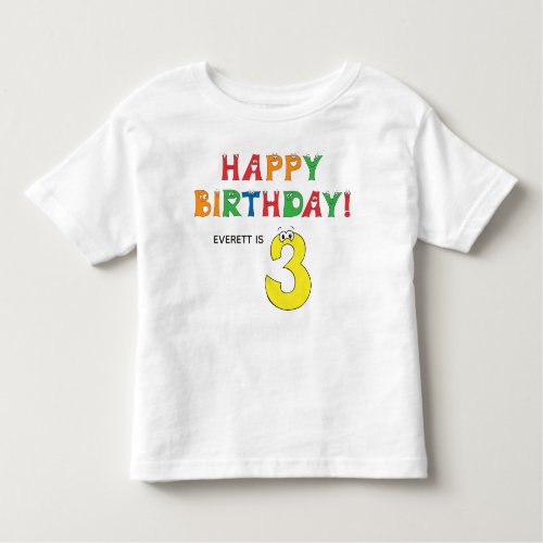 3rd Birthday Colorful Alphabet with First Name Toddler T_shirt