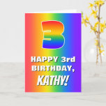 [ Thumbnail: 3rd Birthday: Colorful, Fun Rainbow Pattern # 3 Card ]