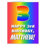 [ Thumbnail: 3rd Birthday: Colorful, Fun Rainbow Pattern # 3 Card ]
