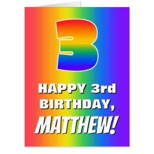 3rd Birthday: Colorful, Fun Rainbow Pattern # 3 Card