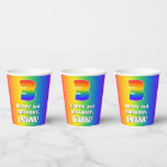 [ Thumbnail: 3rd Birthday: Colorful, Fun Rainbow Pattern # 3 Paper Cups ]