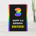 [ Thumbnail: 3rd Birthday: Colorful Rainbow # 3, Custom Name Card ]
