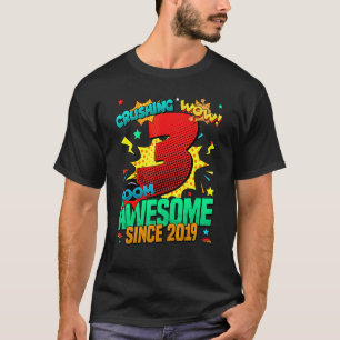 3rd Birthday Comic Style Awesome Since 2019 3 Year T-Shirt